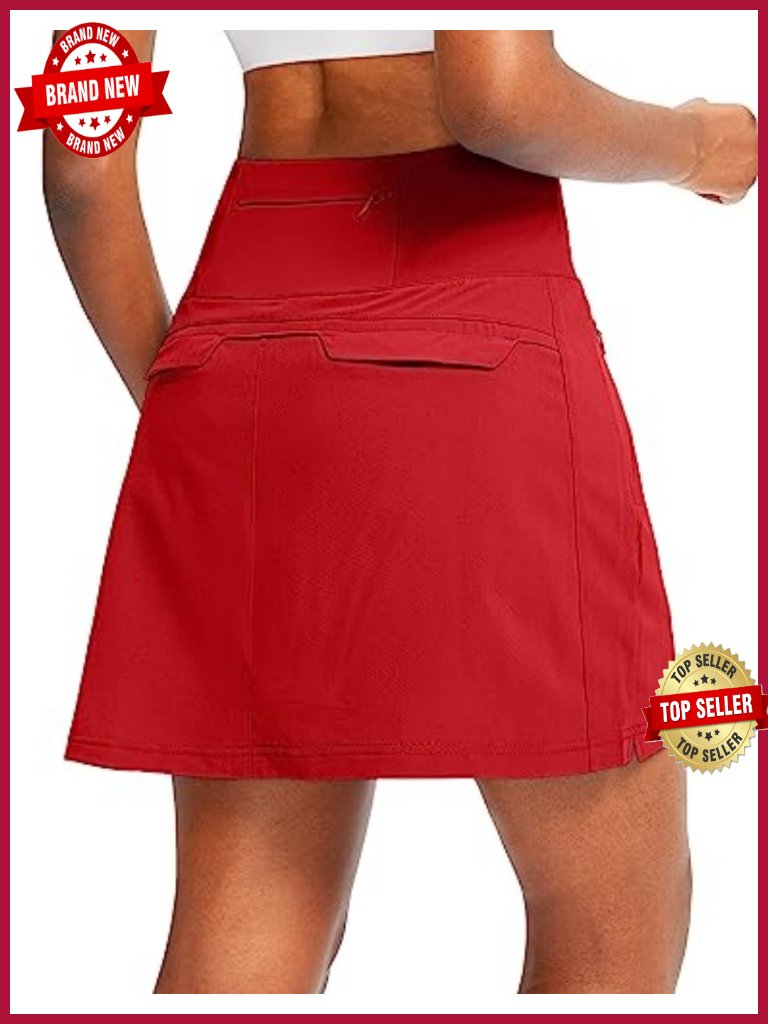 High Waisted Lightweight Athletic Skirt With 5 Pockets Skort Tennis Running Golf